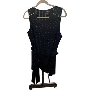 𝅺LIZ Claiborne career black and white polka dot belted top size S
